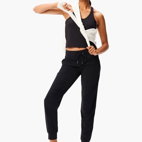 Nic and Zoe Black TECH STRETCH RUCHED Sporty Drawstring Jogger Size Lg Ankle NWT - Picture 1 of 4